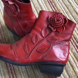 Red Leather short boots